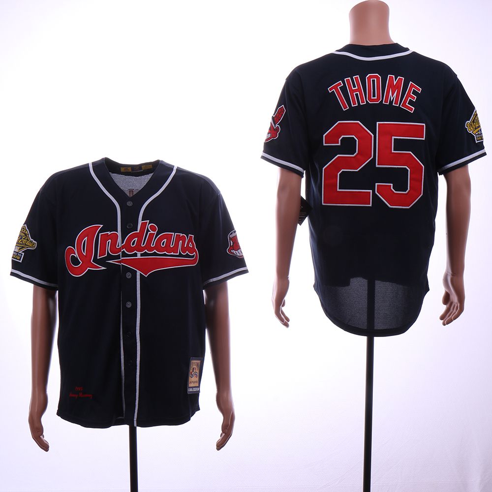 Men Cleveland Indians #25 Thome Blue Throwback 1995 MLB Jerseys